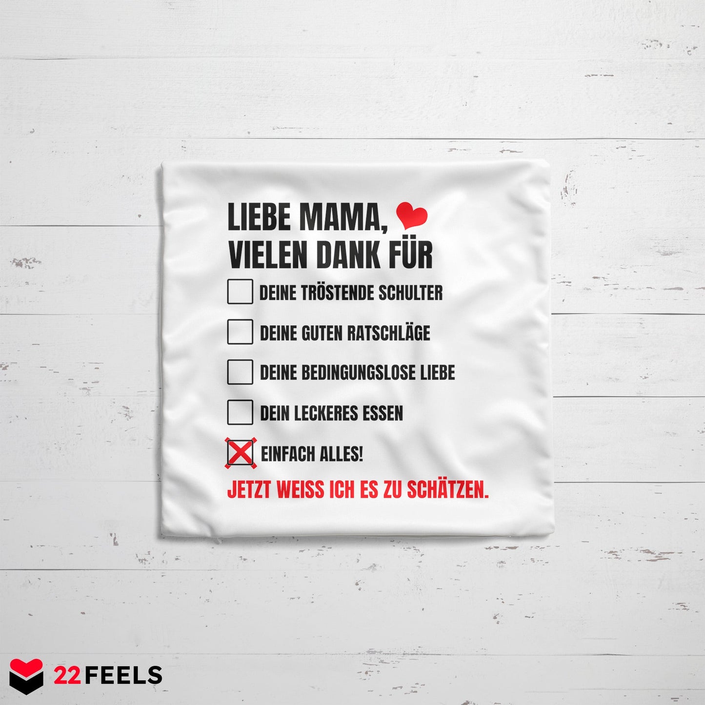 22Feels® Mama Geschenk - Kissen mit Spruch (Weiss 40x40cm)-Kissen Weiss 40x40-22Feels