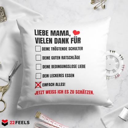 22Feels® Mama Geschenk - Kissen mit Spruch (Weiss 40x40cm)-Kissen Weiss 40x40-22Feels