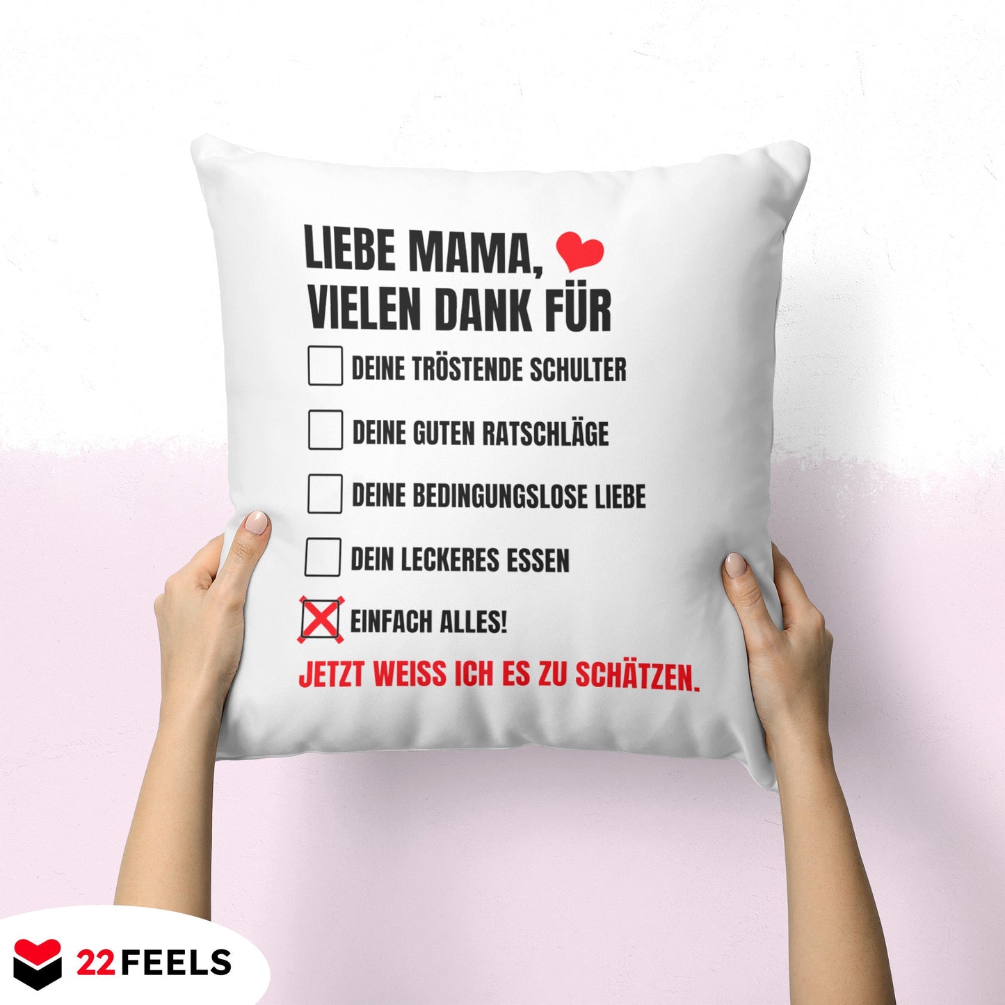 22Feels® Mama Geschenk - Kissen mit Spruch (Weiss 40x40cm)-Kissen Weiss 40x40-22Feels