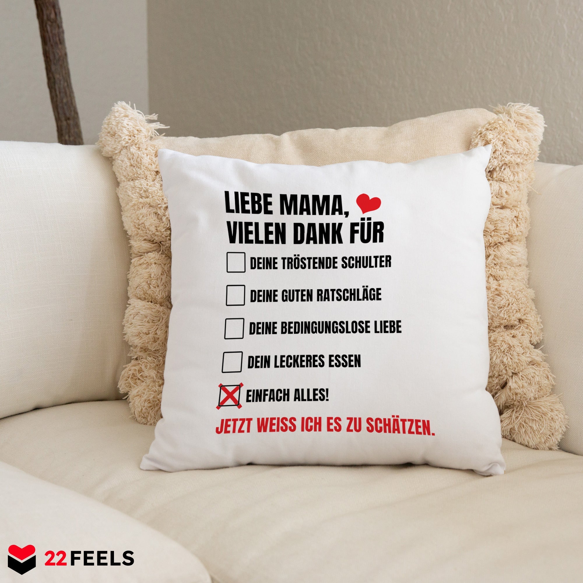 22Feels® Mama Geschenk - Kissen mit Spruch (Weiss 40x40cm)-Kissen Weiss 40x40-22Feels