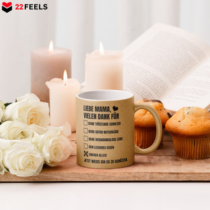 22Feels® Mama Geschenk - Glitzertasse mit Spruch (Gold, 320ml)-Glitzertasse Gold 320ml-22Feels
