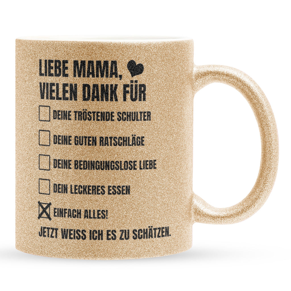 22Feels® Mama Geschenk - Glitzertasse mit Spruch (Gold, 320ml)-Glitzertasse Gold 320ml-22Feels