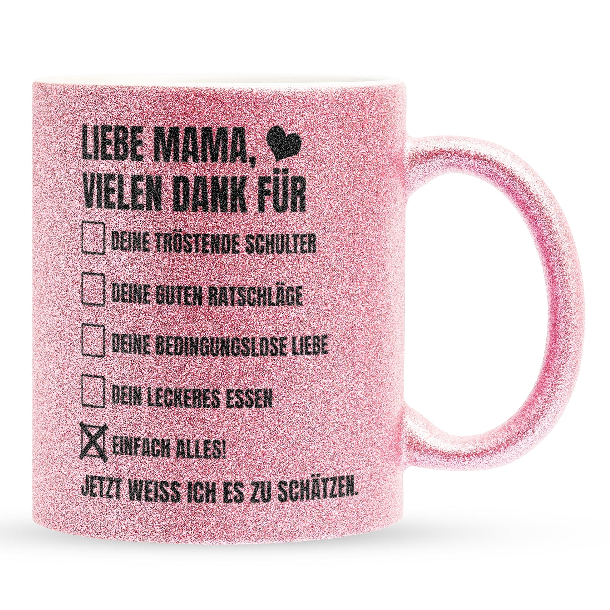 22Feels® Mama Geschenk - Glitzertasse mit Spruch (Pink, 320ml)-Glitzertasse Pink 320ml-22Feels