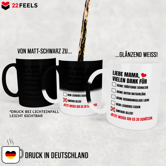 22Feels® Mama Geschenk - Zaubertasse mit Spruch (Matt-Schwarz und Weiss, 320ml)-Farbwechsel Tasse Matt 320ml-22Feels