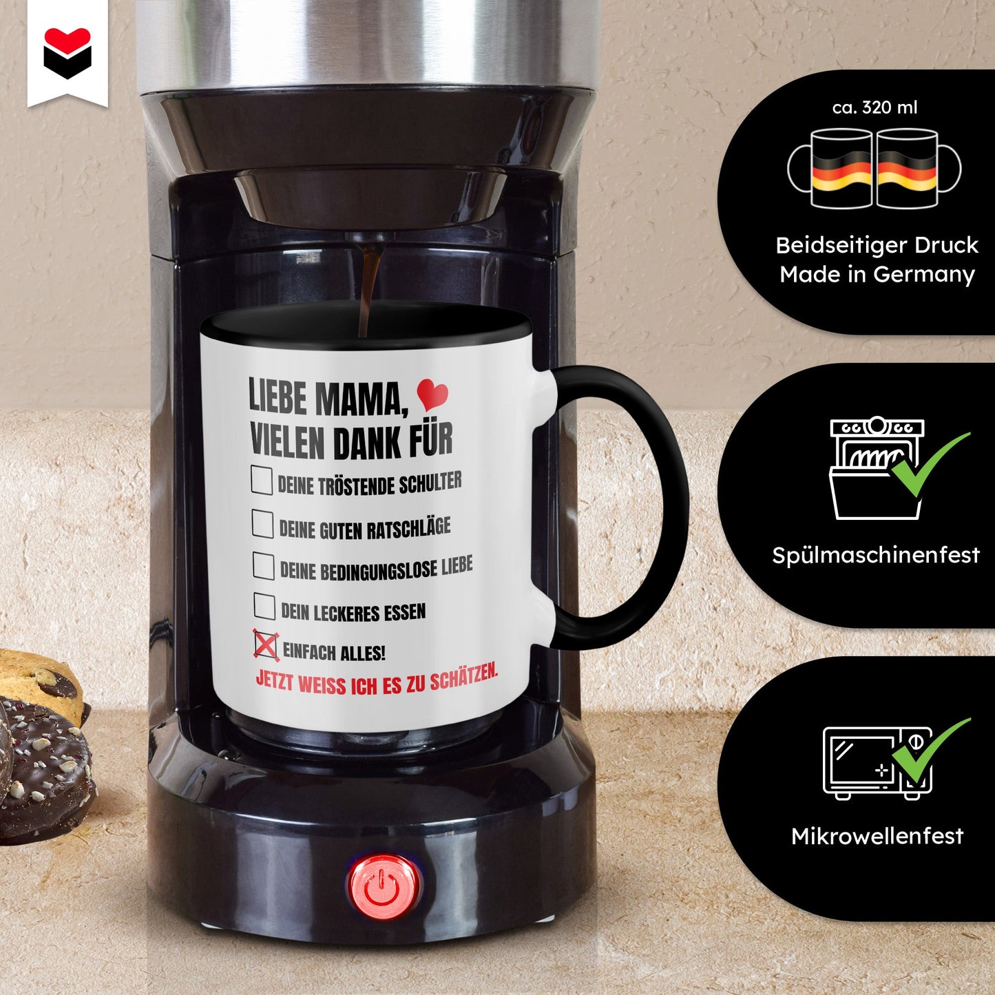 22Feels® Mama Geschenk - Tasse mit Spruch (Weiss-Schwarz, 320ml)-TwoTone Tasse Weiss-Schwarz 320ml-22Feels