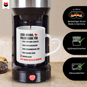 22Feels® Geschenk für Mamas - Tasse mit Spruch: Vielen Dank (Herzhenkel, Weiss, 320ml)-Tasse Weiss Herzhenkel 320ml-22Feels