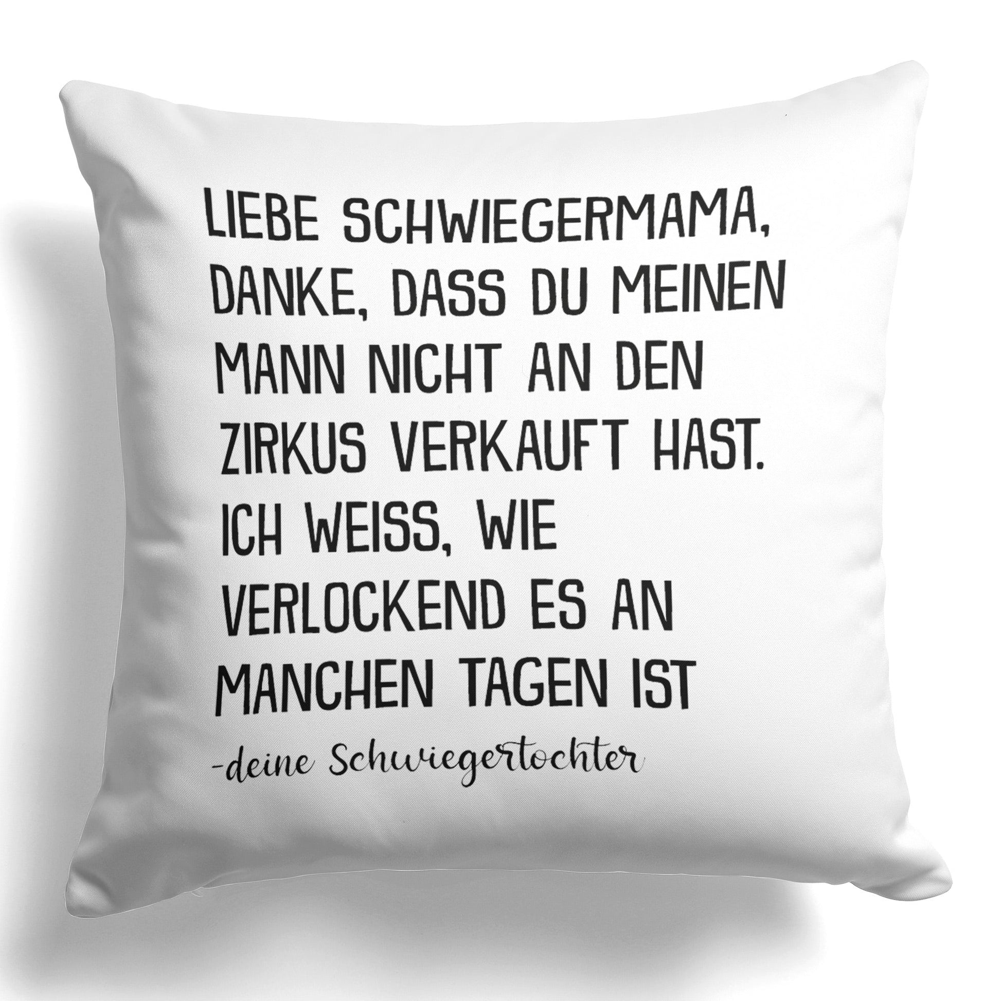 22Feels® Schwiegermutter Geschenk von der Schwiegertochter bzw. Braut - Kissen mit Spruch (Weiss 40x40cm)-Kissen Weiss 40x40-22Feels