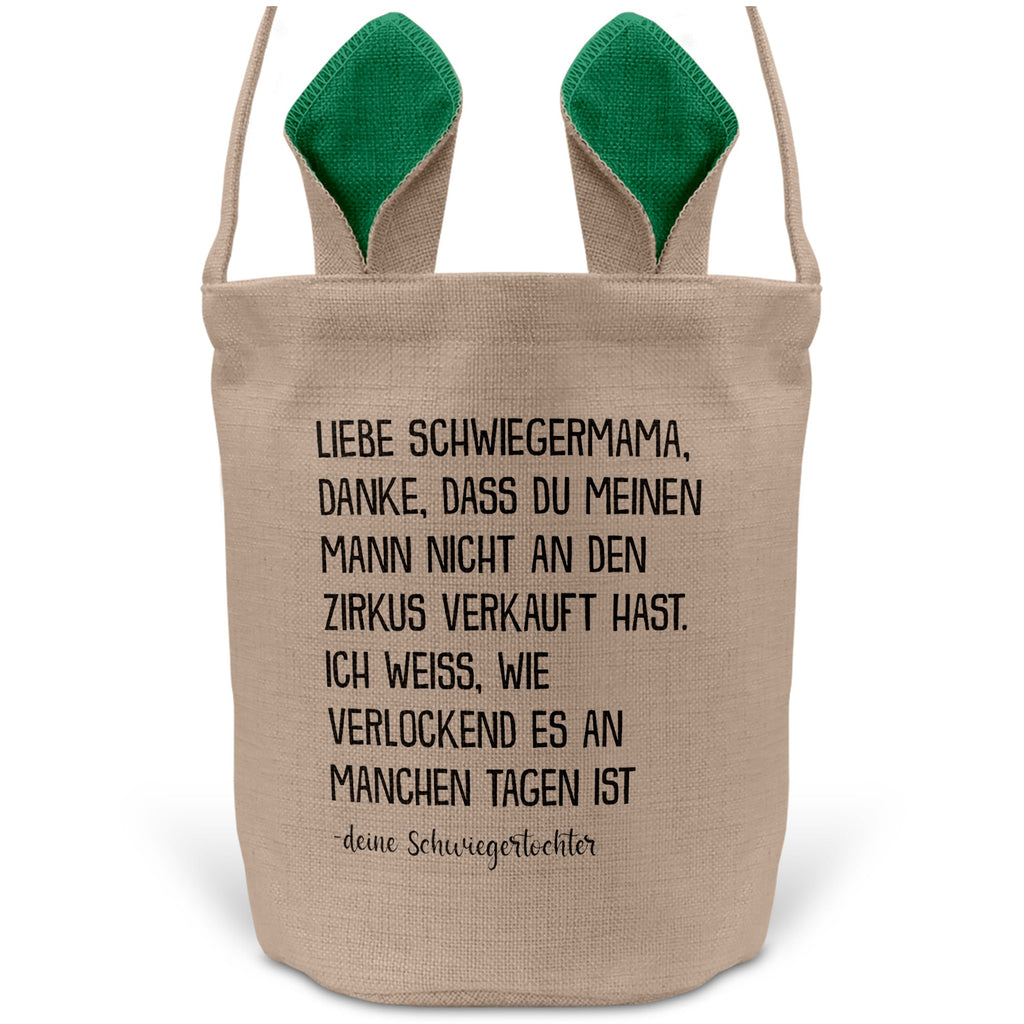 22Feels® Schwiegermama Osterkorb von Schwiegertochter mit Henkel Ostergeschenk Tragetasche Ostern Deko Osternest Körbchen Hasenohren (Beige/Grün)-Ostern Tragetasche-22Feels