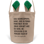22Feels® Schwiegermama Osterkorb von Schwiegertochter mit Henkel Ostergeschenk Tragetasche Ostern Deko Osternest Körbchen Hasenohren (Beige/Grün)-Ostern Tragetasche-22Feels
