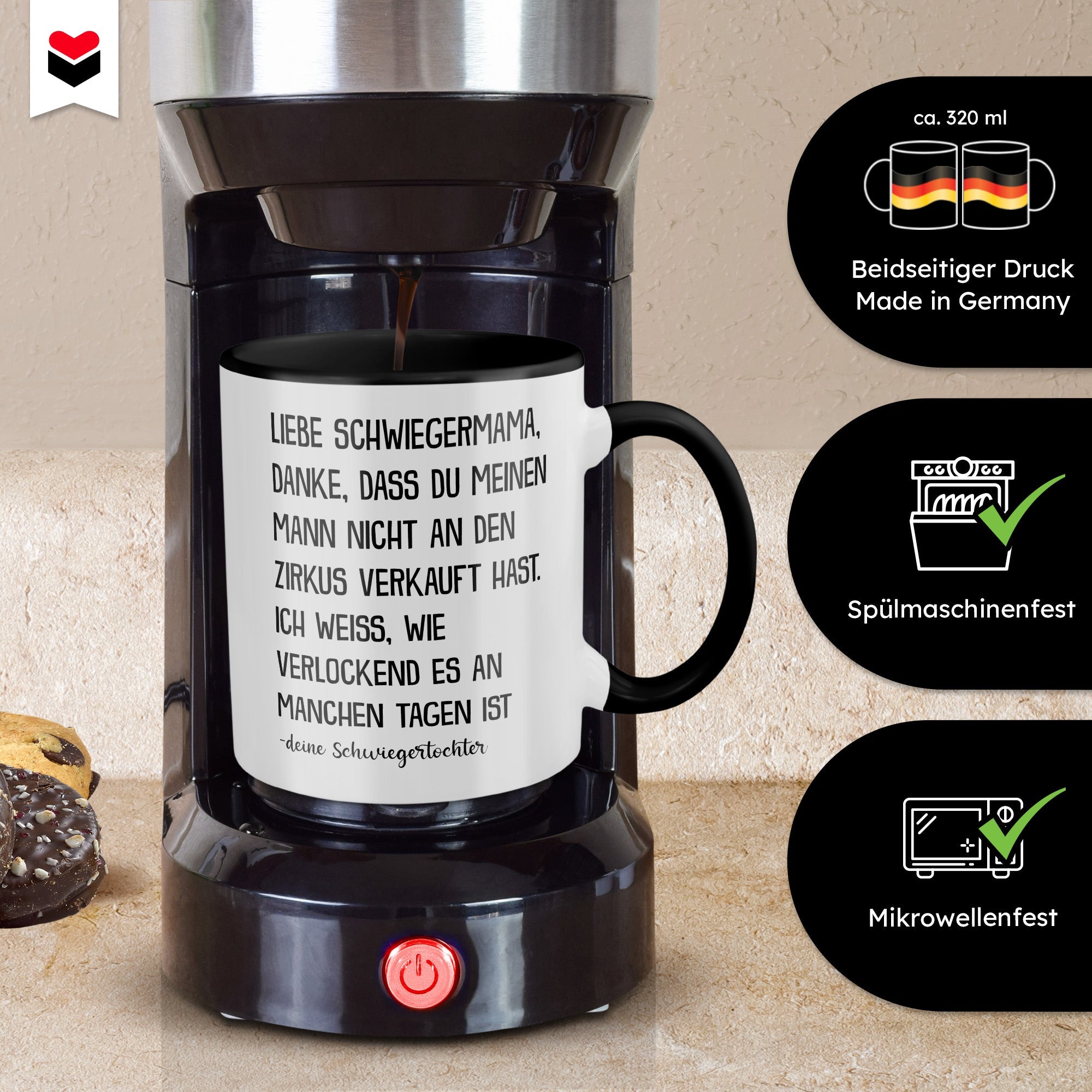 22Feels® Schwiegermutter Geschenk von Schwiegertochter bzw. Braut - Tasse mit Spruch (Weiss-Schwarz, 320ml)-TwoTone Tasse Weiss-Schwarz 320ml-22Feels