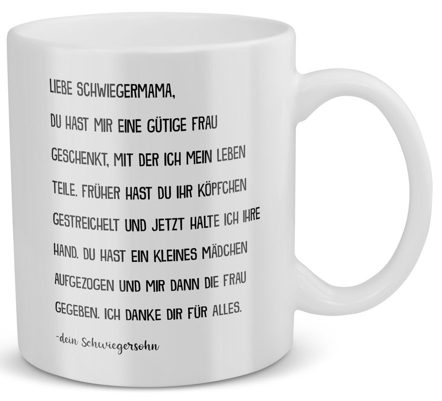 22Feels® Geschenk für Schwiegermutter von Schwiegersohn - Tasse mit Spruch: Du Hast Mir Eine Gütige Frau Geschenkt (Weiss, 320ml)-Weisse Tasse 320ml-22Feels