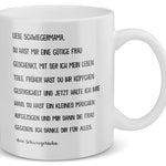 22Feels® Geschenk für Schwiegermutter von Schwiegersohn - Tasse mit Spruch: Du Hast Mir Eine Gütige Frau Geschenkt (Weiss, 320ml)-Weisse Tasse 320ml-22Feels
