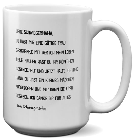 22Feels® Schwiegermutter Geschenk von Schwiegersohn bzw. Bräutigam - XL Tasse mit Spruch (Weiss, 440ml)-Weisse XL Tasse 440ml-22Feels