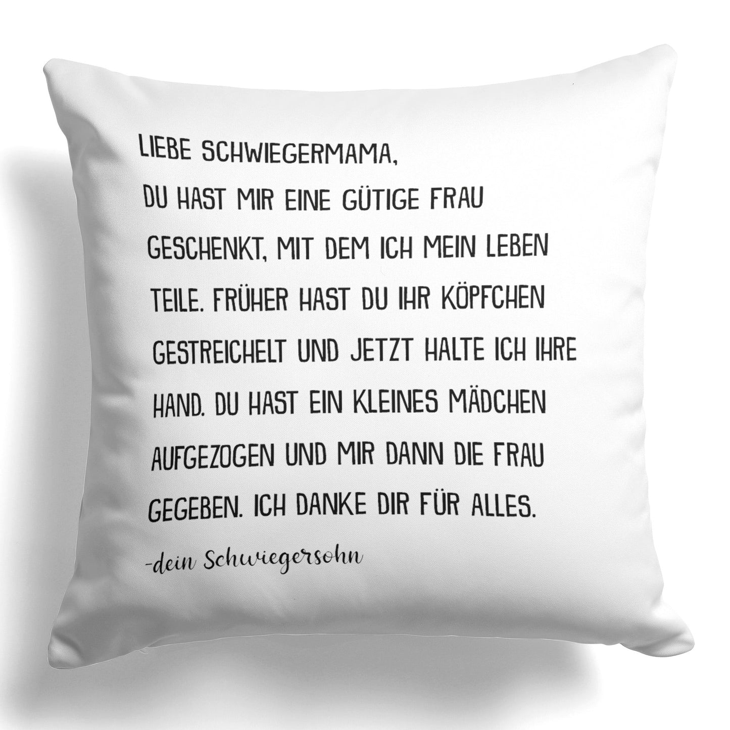 22Feels® Schwiegermutter Geschenk vom Schwiegersohn bzw. Bräutigam - Kissen mit Spruch (Weiss 40x40cm)-Kissen Weiss 40x40-22Feels