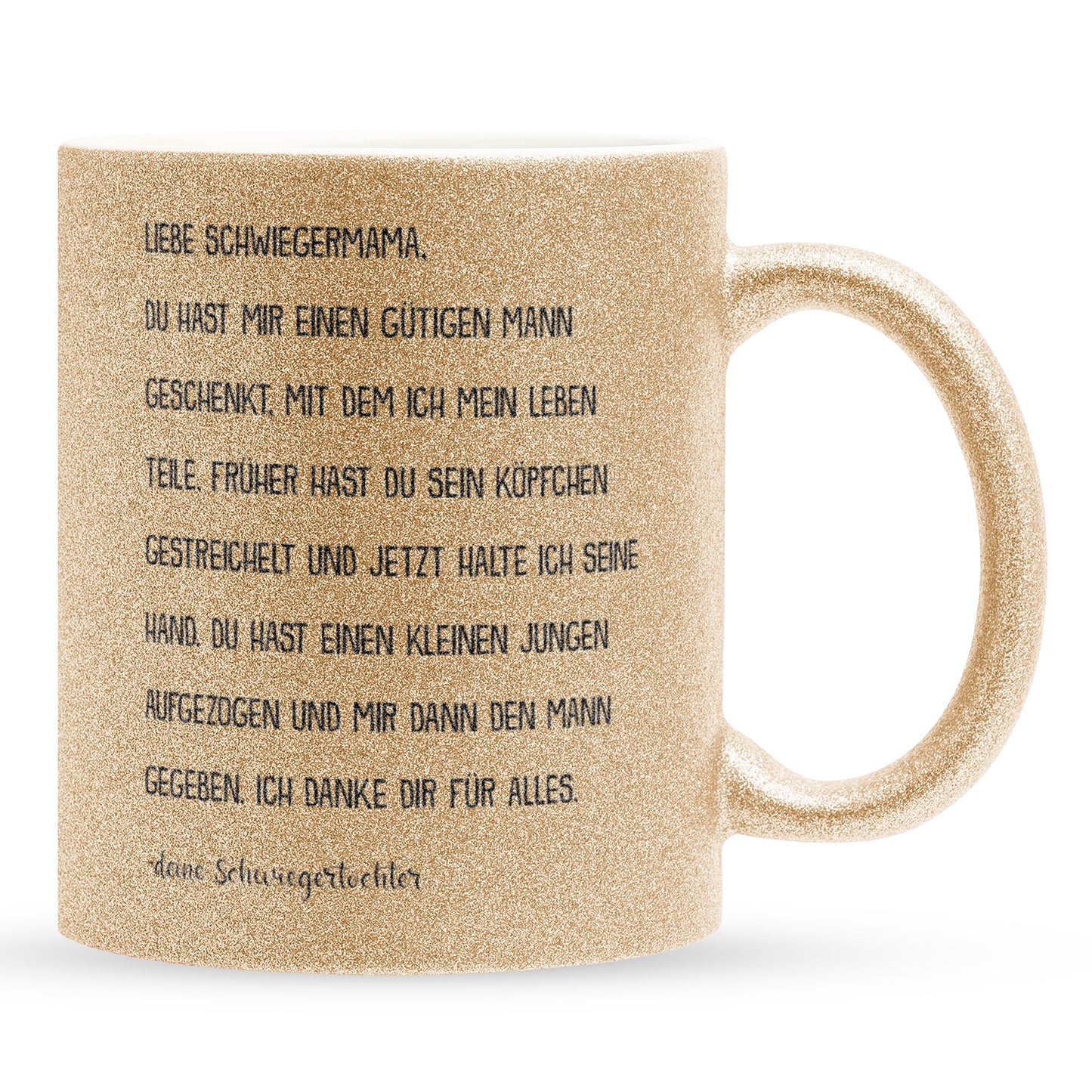22Feels® Schwiegermutter Geschenk von Schwiegertochter bzw. Braut - Glitzertasse mit Spruch (Gold, 320ml)-Glitzertasse Gold 320ml-22Feels