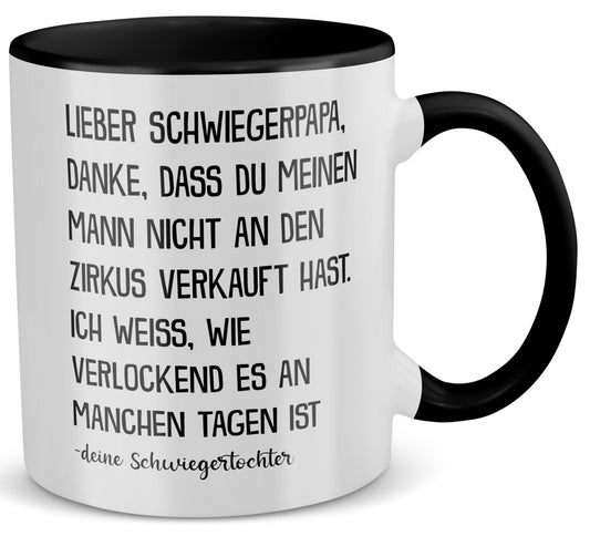 22Feels® Schwiegervater Geschenk von Schwiegertochter bzw. Braut - Tasse mit Spruch (Weiss-Schwarz, 320ml)-TwoTone Tasse Weiss-Schwarz 320ml-22Feels