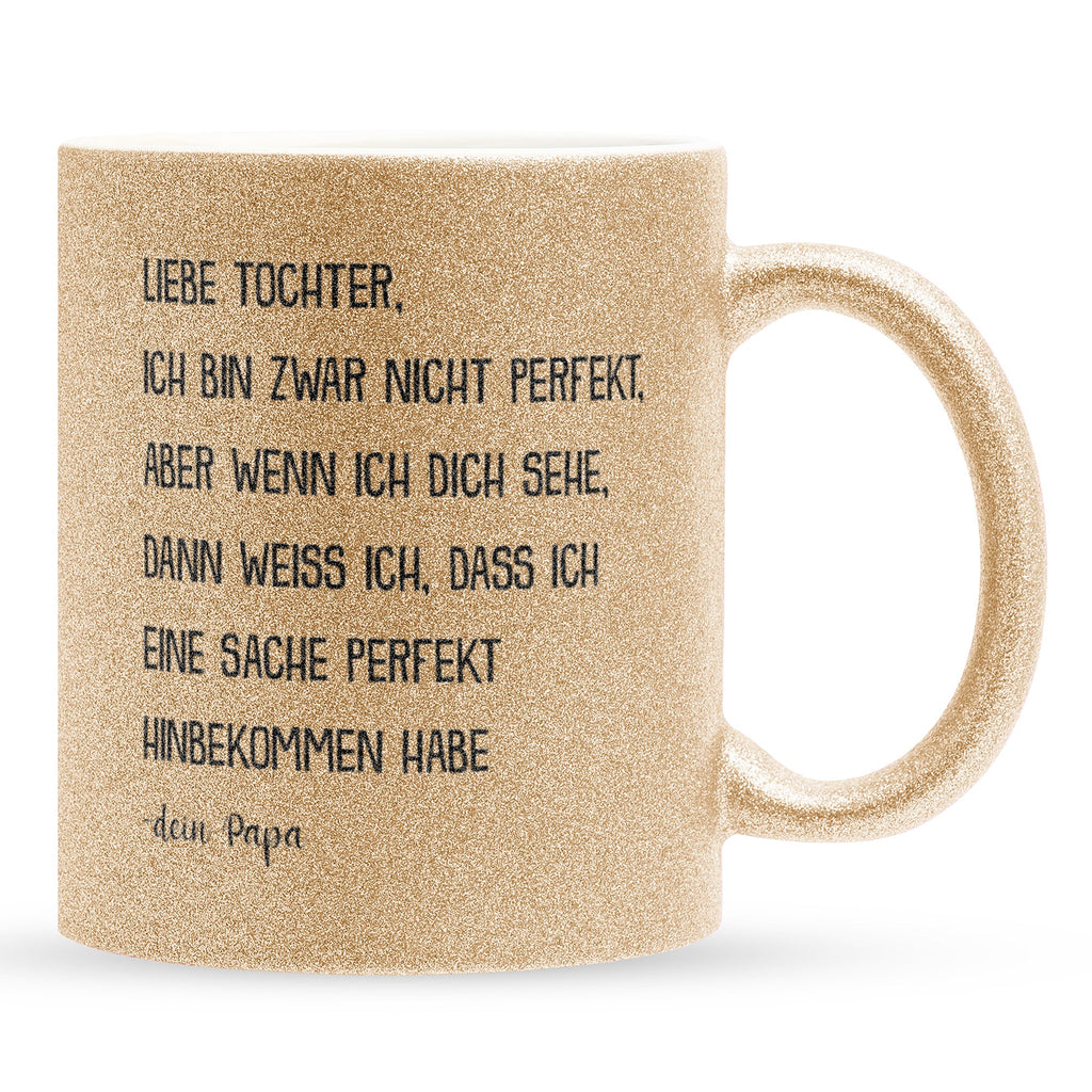 22Feels® Tochter Geschenk von Papa - Glitzertasse mit Spruch (Gold, 320ml)-Glitzertasse Gold 320ml-22Feels