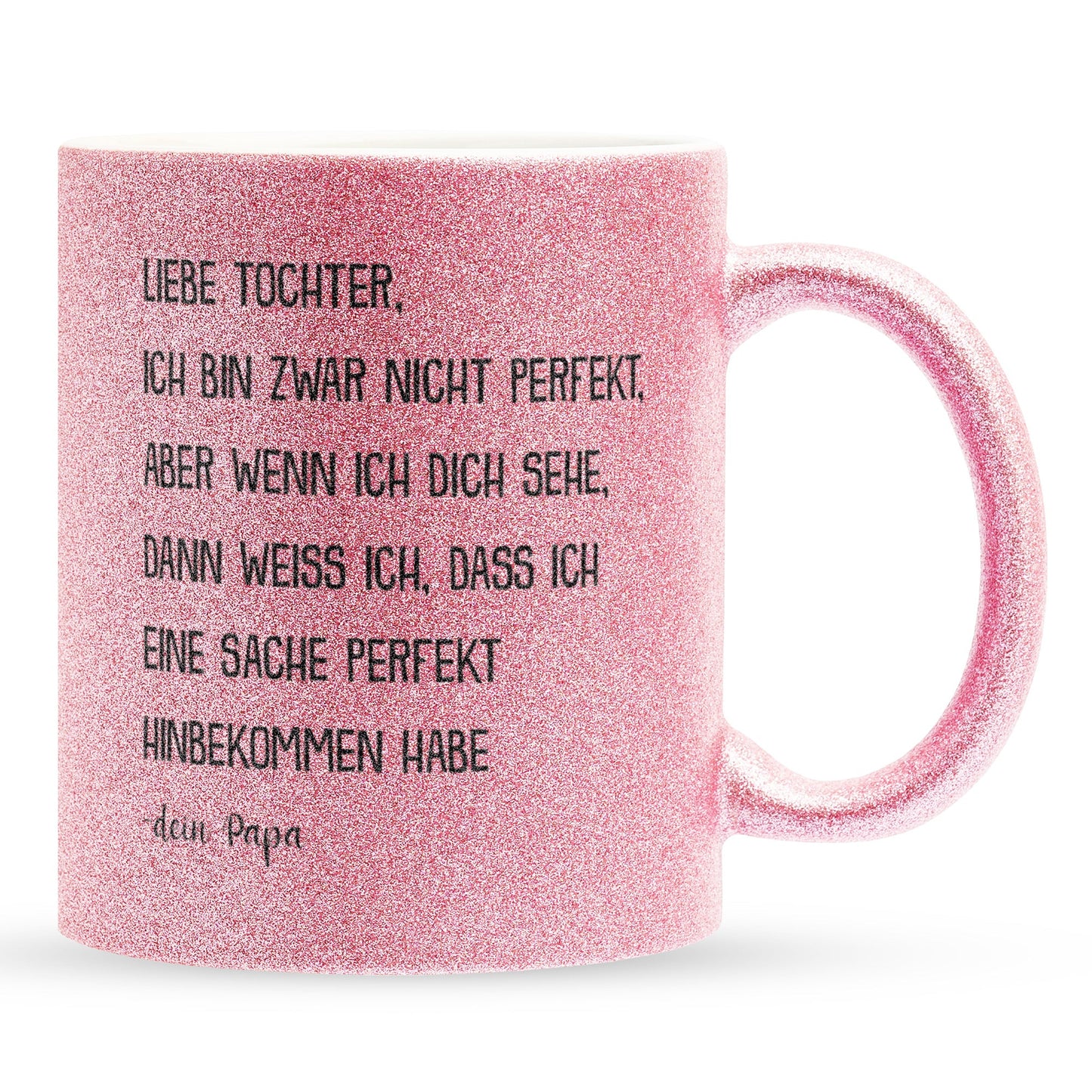 22Feels® Tochter Geschenk von Papa - Glitzertasse mit Spruch (Pink, 320ml)-Glitzertasse Pink 320ml-22Feels