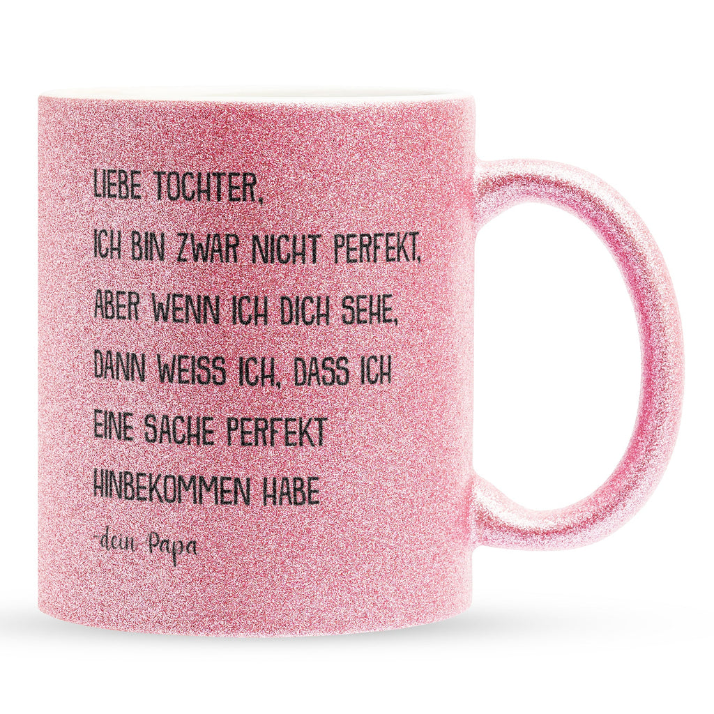 22Feels® Tochter Geschenk von Papa - Glitzertasse mit Spruch (Pink, 320ml)-Glitzertasse Pink 320ml-22Feels