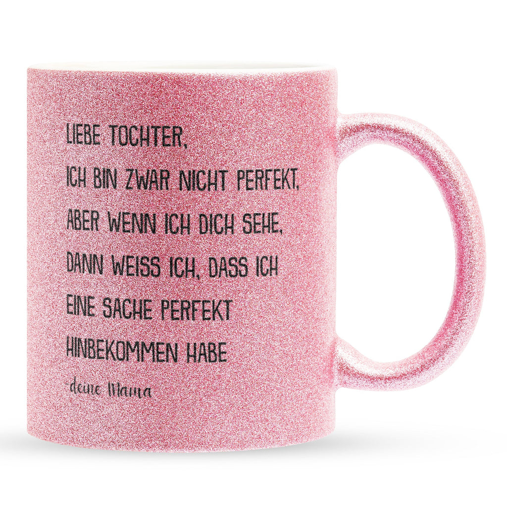 22Feels® Tochter Geschenk von Mama - Glitzertasse mit Spruch (Pink, 320ml)-Glitzertasse Pink 320ml-22Feels