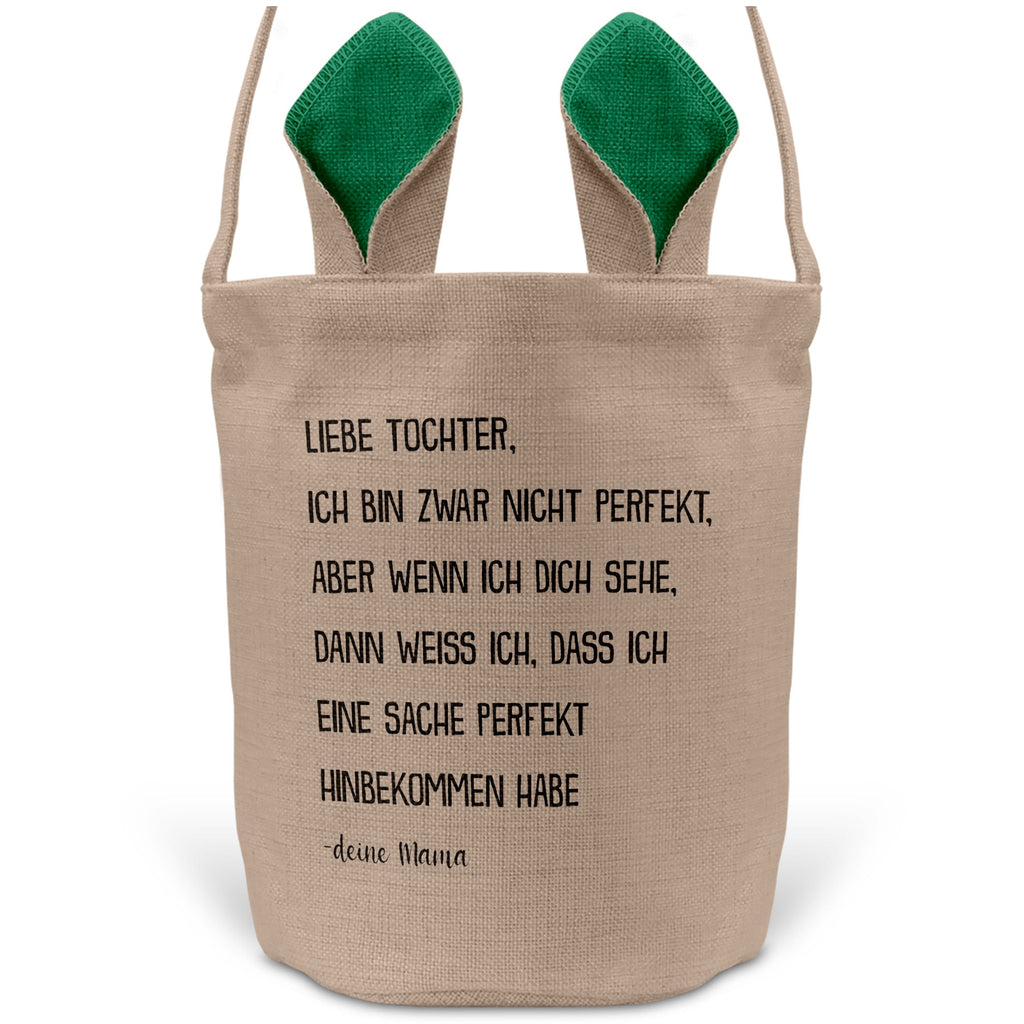 22Feels® Tochter Osterkorb von Mama Kinder mit Henkel Ostergeschenk Tragetasche Ostern Deko Osternest Körbchen Hasenohren (Beige/Grün)-Ostern Tragetasche-22Feels