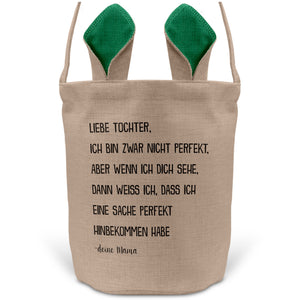22Feels® Tochter Osterkorb von Mama Kinder mit Henkel Ostergeschenk Tragetasche Ostern Deko Osternest Körbchen Hasenohren (Beige/Grün)-Ostern Tragetasche-22Feels