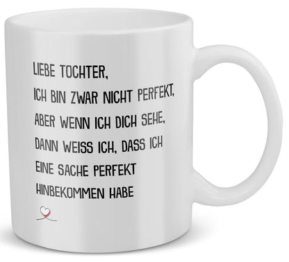 22Feels® Geschenk für Töchter - Tasse mit Spruch: Ich Bin Zwar Nicht Perfekt (Weiss, 320ml)-Weisse Tasse 320ml-22Feels
