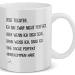 22Feels® Geschenk für Töchter - Tasse mit Spruch: Ich Bin Zwar Nicht Perfekt (Weiss, 320ml)-Weisse Tasse 320ml-22Feels