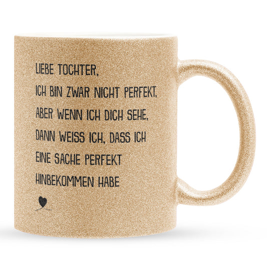 22Feels® Tochter Geschenk - Glitzertasse mit Spruch (Gold, 320ml)-Glitzertasse Gold 320ml-22Feels