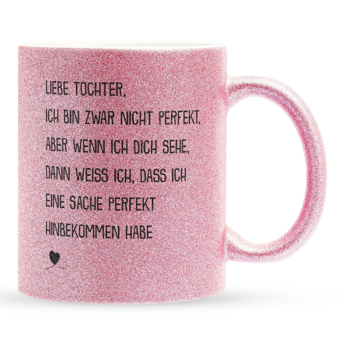 22Feels® Tochter Geschenk - Glitzertasse mit Spruch (Pink, 320ml)-Glitzertasse Pink 320ml-22Feels