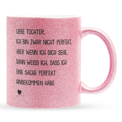 22Feels® Tochter Geschenk - Glitzertasse mit Spruch (Pink, 320ml)-Glitzertasse Pink 320ml-22Feels