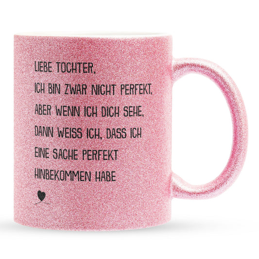 22Feels® Tochter Geschenk - Glitzertasse mit Spruch (Pink, 320ml)-Glitzertasse Pink 320ml-22Feels