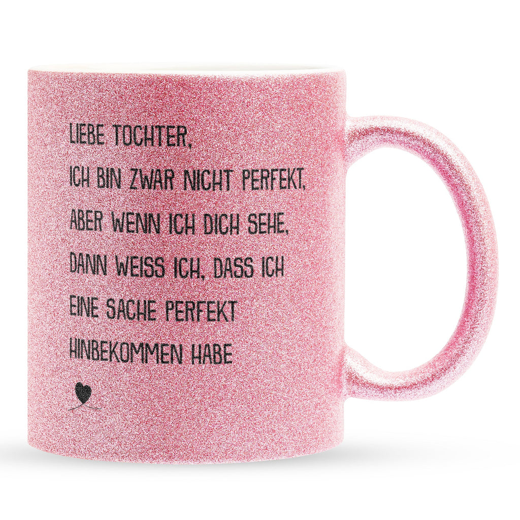 22Feels® Tochter Geschenk - Glitzertasse mit Spruch (Pink, 320ml)-Glitzertasse Pink 320ml-22Feels