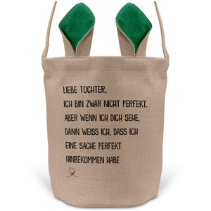 22Feels® Tochter Kinder Osterkorb mit Henkel Ostergeschenk Tragetasche Ostern Deko Osternest Körbchen Hasenohren (Beige/Grün)-Ostern Tragetasche-22Feels