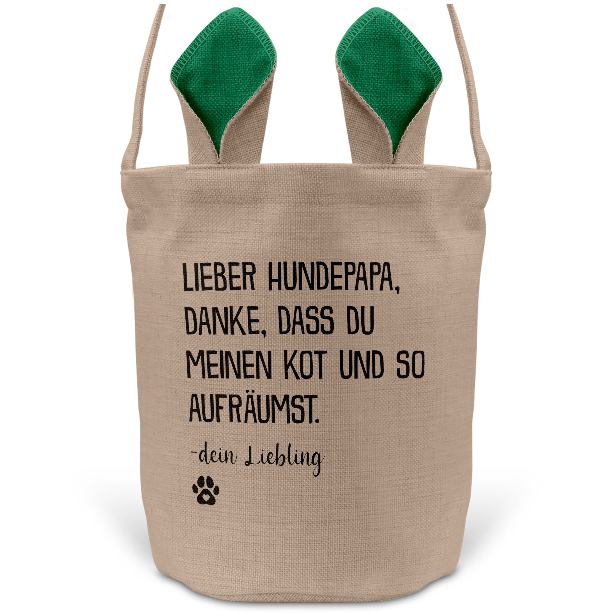 22Feels® Hundepapa Herrchen Hunde Osterkorb mit Henkel Ostergeschenk Tragetasche Ostern Deko Osternest Körbchen Hasenohren (Beige/Grün)-Ostern Tragetasche-22Feels
