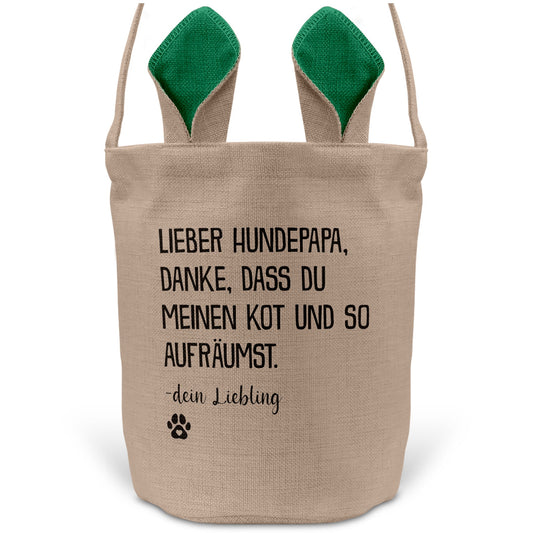 22Feels® Hundepapa Herrchen Hunde Osterkorb mit Henkel Ostergeschenk Tragetasche Ostern Deko Osternest Körbchen Hasenohren (Beige/Grün)-Ostern Tragetasche-22Feels