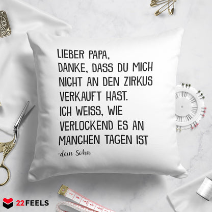 22Feels® Papa Geschenk von Sohn - Kissen mit Spruch (Weiss 40x40cm)-Kissen Weiss 40x40-22Feels