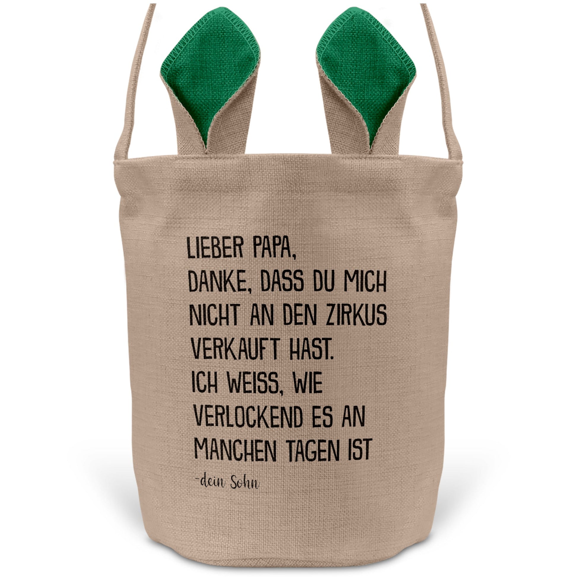 22Feels® Papa Osterkorb von Sohn Vater mit Henkel Ostergeschenk Tragetasche Ostern Deko Osternest Körbchen Hasenohren (Beige/Grün)-Ostern Tragetasche-22Feels