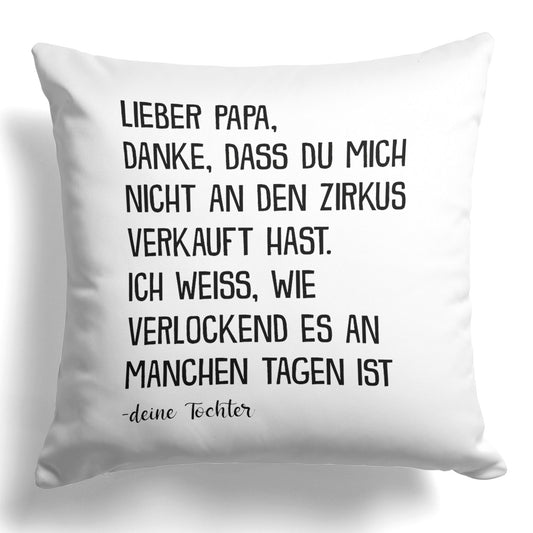 22Feels® Papa Geschenk von Tochter - Kissen mit Spruch (Weiss 40x40cm)-Kissen Weiss 40x40-22Feels