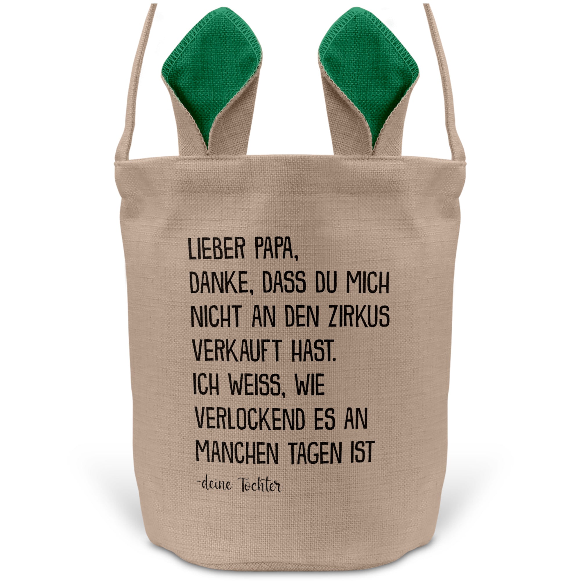 22Feels® Papa Osterkorb von Tochter Vater mit Henkel Ostergeschenk Tragetasche Ostern Deko Osternest Körbchen Hasenohren (Beige/Grün)-Ostern Tragetasche-22Feels