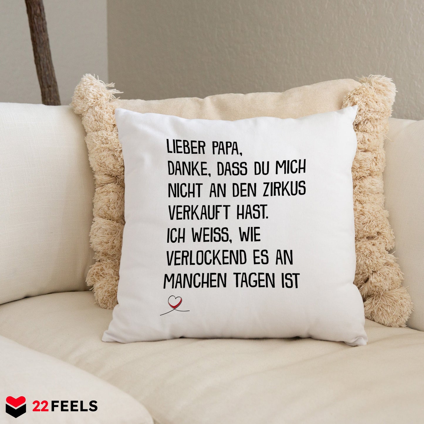 22Feels® Papa Geschenk - Kissen mit Spruch (Weiss 40x40cm)-Kissen Weiss 40x40-22Feels
