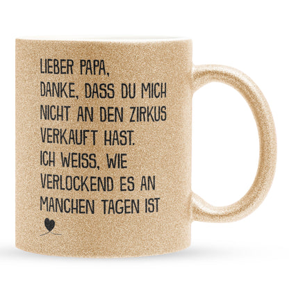 22Feels® Papa Geschenk - Glitzertasse mit Spruch (Gold, 320ml)-Glitzertasse Gold 320ml-22Feels