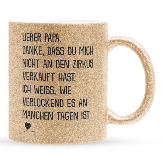 22Feels® Papa Geschenk - Glitzertasse mit Spruch (Gold, 320ml)-Glitzertasse Gold 320ml-22Feels