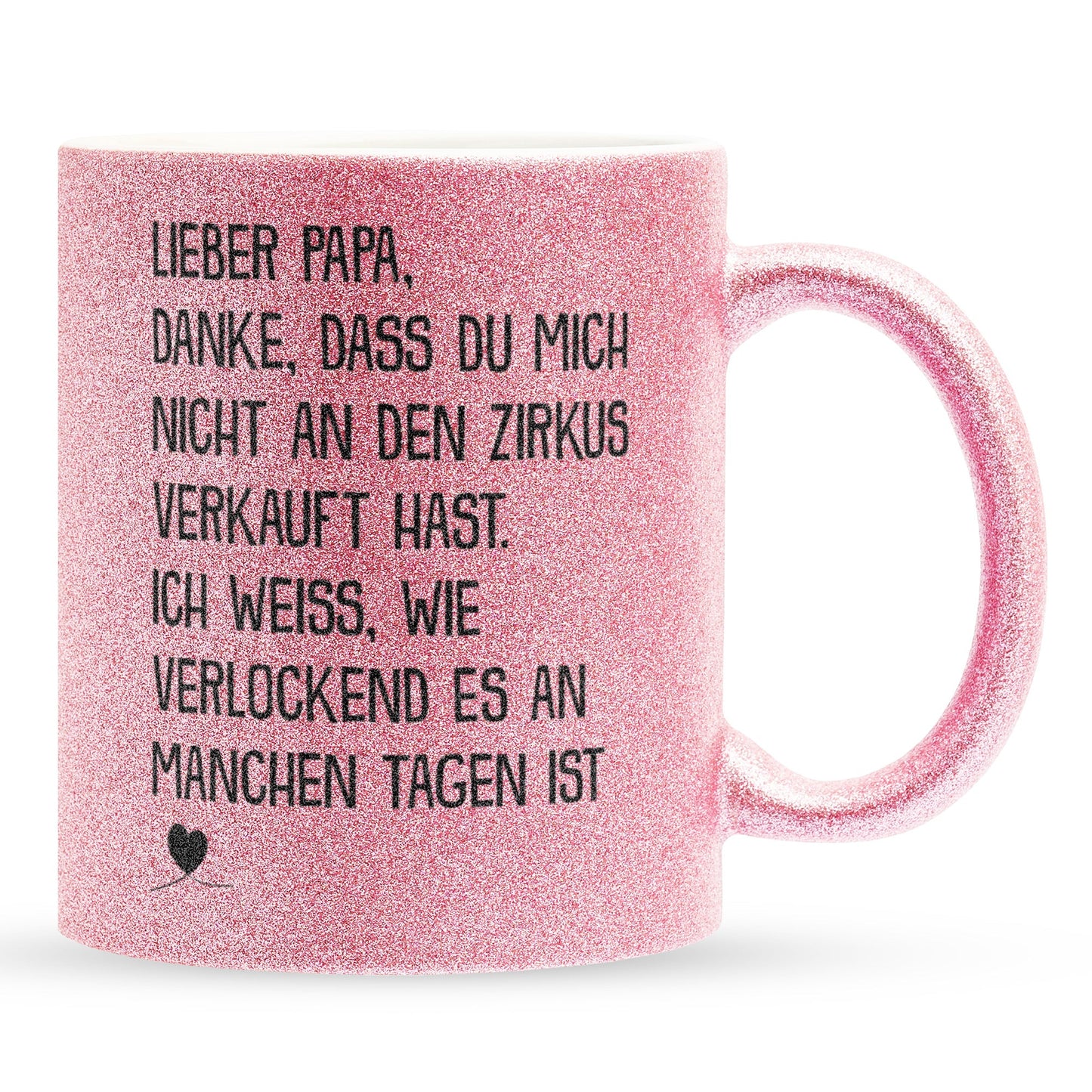 22Feels® Papa Geschenk - Glitzertasse mit Spruch (Pink, 320ml)-Glitzertasse Pink 320ml-22Feels