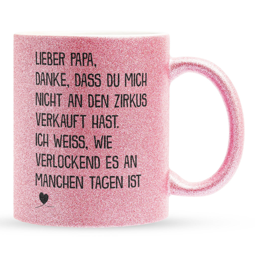 22Feels® Papa Geschenk - Glitzertasse mit Spruch (Pink, 320ml)-Glitzertasse Pink 320ml-22Feels