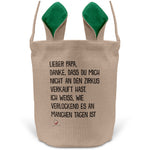 22Feels® Papa Osterkorb Vater mit Henkel Ostergeschenk Tragetasche Ostern Deko Osternest Körbchen Hasenohren (Beige/Grün)-Ostern Tragetasche-22Feels
