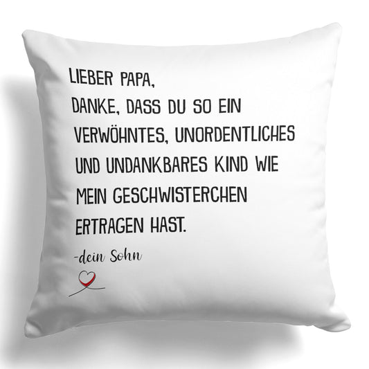 22Feels® Papa Geschenk von Sohn - Kissen mit Spruch (Weiss 40x40cm)-Kissen Weiss 40x40-22Feels