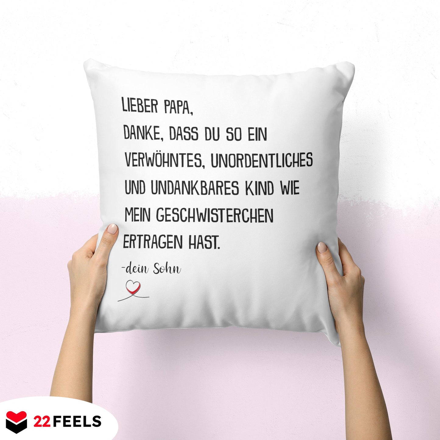 22Feels® Papa Geschenk von Sohn - Kissen mit Spruch (Weiss 40x40cm)-Kissen Weiss 40x40-22Feels