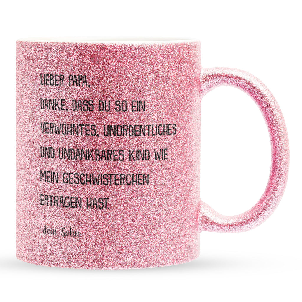 22Feels® Papa Geschenk von Sohn - Glitzertasse mit Spruch (Pink, 320ml)-Glitzertasse Pink 320ml-22Feels