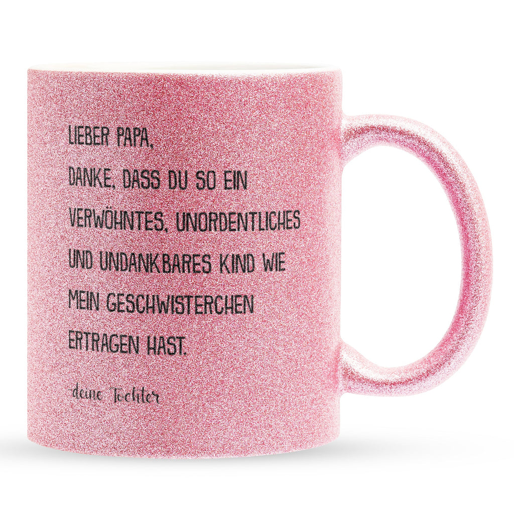 22Feels® Papa Geschenk von Tochter - Glitzertasse mit Spruch (Pink, 320ml)-Glitzertasse Pink 320ml-22Feels